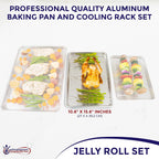 KITCHENATICS Aluminum Jelly Roll Pan 15x10 and Stainless Steel Rack Set, Baking Pan with Rack for Oven Cooking, Baking Sheet with Cooling Rack - Heavy Duty Sheet Pan and Bacon Rack