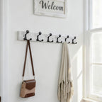 SKOLOO 36-Inch Wood Coat Rack Wall Mount with 6 Triple Hooks - Ideal for Family Entrances, Classrooms, and Pet Supplies Storage - Perfect Coat Hooks for Wall,Distressed White Wash