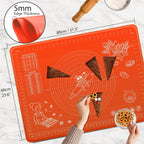 Silicone Baking Mat 32" x 24" Extra Thickness Dough Rolling Mat with Measurements and Edge Heightening, Non-stick Food Grade Silicone Pastry Mat for Pastry, Bread, Cookies, Pizza, Fondant, Pasta-Red