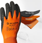Schwer 2 Pairs Waterproof Work Gloves for Men and Women CR3306, Gardening Gloves with Double Latex Coated, Non-slip Working Gloves for Garden, Outdoor Construction, Car and Fish Cleaning, XL