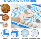 Pastrty Mat for Dough Rolling, Silicone Baking Mat with Measurement, Fondant Mat for Making Cookies Macarons Bread Pizza Oven Mat, Silicone Mat for Baking