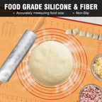 Walfos Marble Rolling Pin Set With Non Stick Silicone Pastry Mat, 16.5 Inch Dough Rolling Pins For Making Pizza, Tortillas And Cookies, Backing Rolling Pin For Pie Crust, Pizza, Pasta (Gray & White)