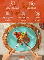 Sweese Porcelain Dinner Plates - 11 Inch Dinner Plates Set of 6 - Dishwasher, Microwave, Oven Safe - Azure Dreamscape Color