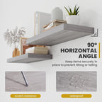 40 Inch Floating Shelves, 9.3" Deep Floating Shelf Wall Mounted, 40" Wall Shelves, Rustic Deep Bookshelf, Large Display Shelves & Storage Shelves for Bedroom, Living Room, Gray, Set of 2