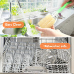 STARSIDE 12 oz 3 Pack Glass Juice Bottles with Lids - Square Reusable Drinking Jars for Juicing, Milk, Kombucha - Includes 1 Bottle Brush, 6 Colored Labels