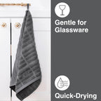 All-Clad Solid Kitchen Towels: Highly Absorbent, Super Soft Long Lasting - 100% Cotton, 17"x30" Tea Towels for Cleaning & Drying Dishes, Pans, Glassware, or Countertops, (2-Pack), Pewter