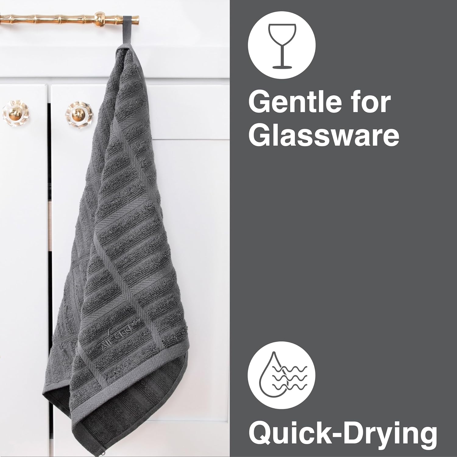 All-Clad Solid Kitchen Towels: Highly Absorbent, Super Soft Long Lasting - 100% Cotton, 17"x30" Tea Towels for Cleaning & Drying Dishes, Pans, Glassware, or Countertops, (2-Pack), Pewter