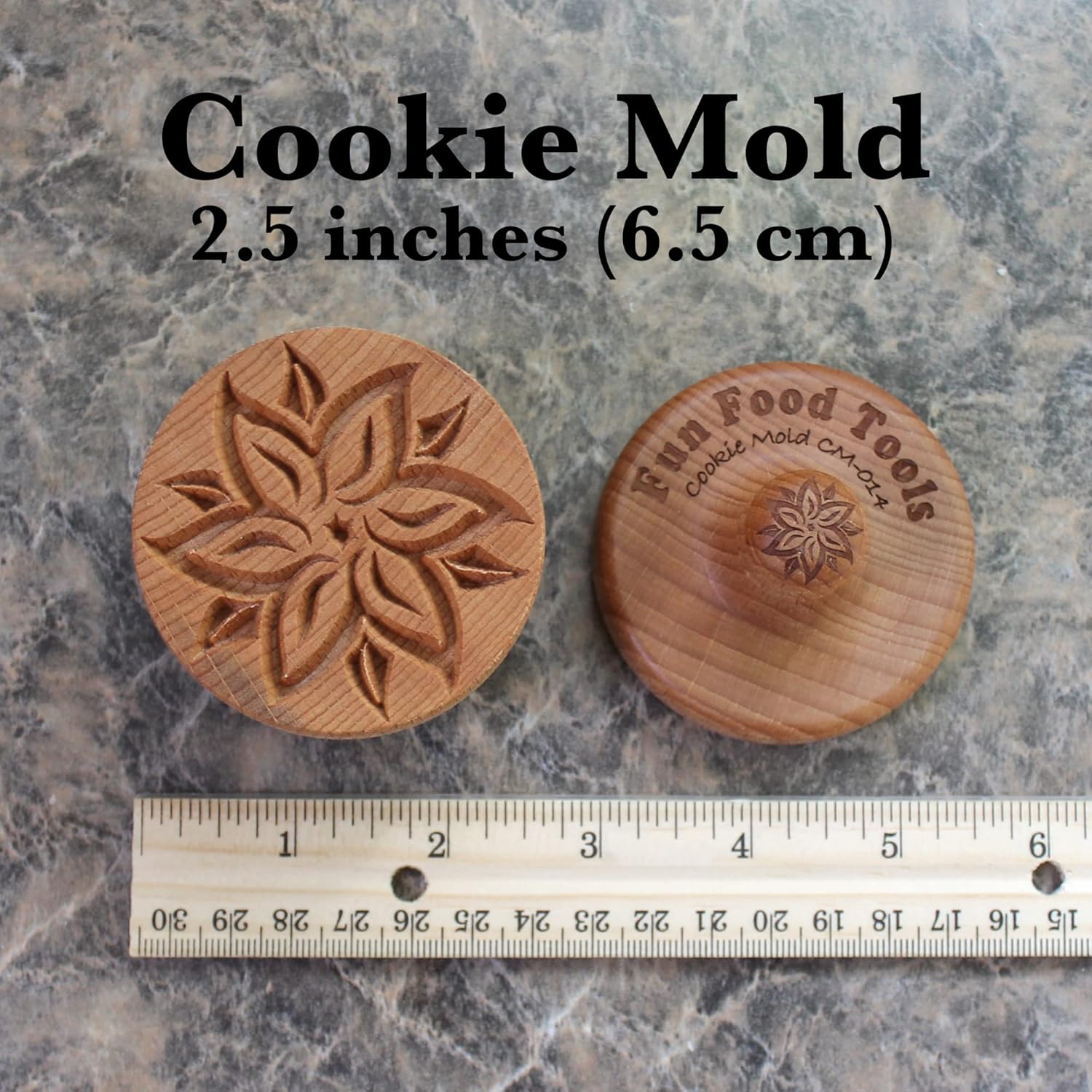 Wood Cookie Stamp, 2.5 Inch (Poinsettia CS-014)