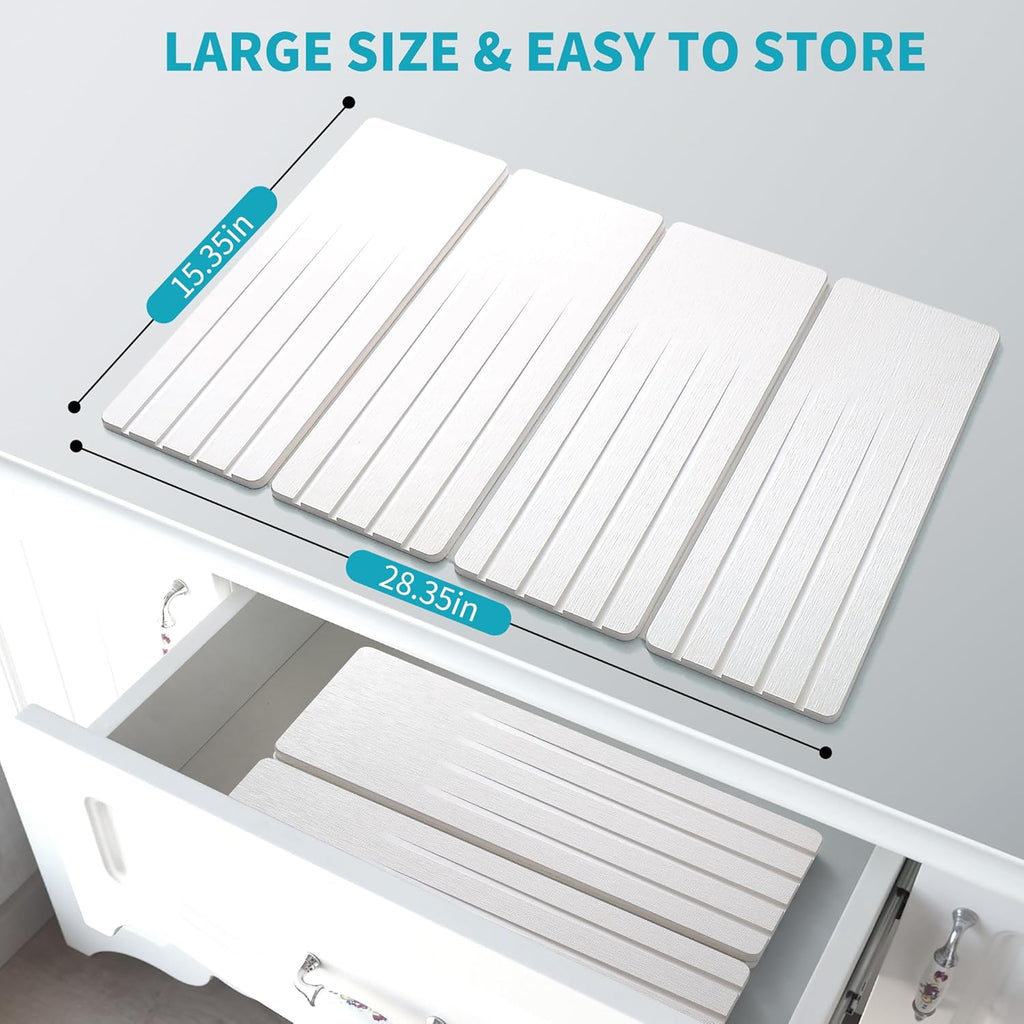 Extral Large Quick Dry Stone Drying Mat for Kitchen Counter,28x16 Inch Collapsible Eco-Friendly Absorbent Diatomaceous Earth Mat for Dishes Cups (White-Upgraded Version, 16x12 inch)