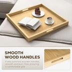 Axeman 20 Inch Large Square Wooden Ottoman Tray for Living Room|Extra Large Serving Tray with Handles for Coffee Table, Breakfast|Decorative Wood Tray for Ottoman Couch Sofa Kitchen|Natural