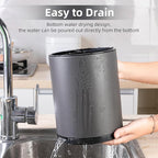 Kitchen Utensil Holder Extra Large 360°Rotating For Counter Organizer Stainless Steel Storage Cooking Silverware Caddy 3 Compartment Flatware Spoon Spatula Tool Cutlery Container(Grey)