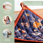 Maison d' Hermine Pot Holders Set 100% Cotton Heat Resistant Potholders 8" x 8" Hot Pads with Loop BBQ, Cooking, Baking, Grilling, Kitchen, Handling Hot Pans (Pack of 2, Kelim - Infinity)