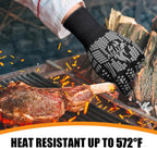 BBQ Gloves, Oven Gloves, Extreme Heat Resistant Barbecue Gloves, Silicone Non-Slip Oven Mitts, Kitchen Gloves for Cooking, Grilling, and Baking (Gray)