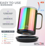 SMLDR Pro Heated Mug, 14 oz Smart Mug, Self-Heating, Adjustable Temperature, Battery Powered Heated Coffee Mug, Quick Recharge Time, Great for Coffee & Tea, Excellent Gift (Rainbow)