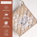 Maison d' Hermine Pot Holders 100% Cotton Heat Resistant Potholders 8" x 8" Hot Pads with Loop BBQ, Cooking, Baking, Grilling, Kitchen, Handling Hot Pans (Pack of 1, Pretty Autumn)