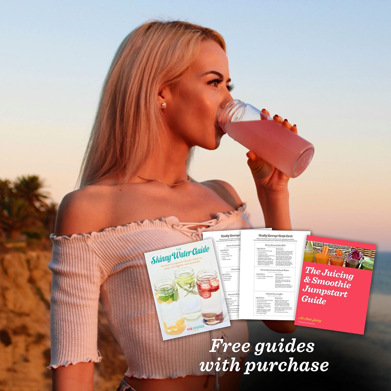 All About Juicing Clear Glass Water Bottles Set - 6 Pack Wide Mouth with Lids for Juice, Smoothies, Beverage Storage - 16 oz, Durable, Reusable, Dishwasher Safe, Leak Proof (Black Caps)