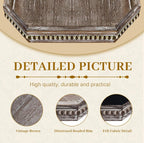 MAONAME Wood Serving Tray, Farmhouse Wooden Tray for Coffee Table, Octagonal Beaded Trays, Vintage Brown Decorative Trays for Living Room, Kitchen, 15.7" X 10.2" X 1.6"