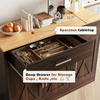 Vongrasig 43” Sideboard Buffet Cabinet with Storage, Farmhouse Coffee Bar with Drawers and Shelves, Wood Buffet Table for Kitchen Dining Room, Living Room, Rustic Brown