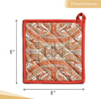 Maison d' Hermine Pot Holders 100% Cotton Heat Resistant Potholders 8" x 8" Hot Pads with Loop BBQ, Cooking, Baking, Grilling, Kitchen, Handling Hot Pans (Pack of 1, Kashmir Paisley)