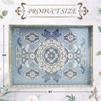 Rectangle Plastic Serving Tray with Handles, Elegant Decorative Tray for Coffee Table, Ottoman, Living Room, Kitchen, Outdoor Use. 12"*16"*1.6" B