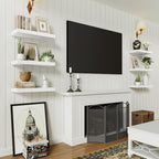 Vivelove Bathroom Floating Shelves for Wall, 16 inchs x 6.7” deep x 1.4” Wall Shelf for Bedroom, Living Room, Kitchen, Office Home Decor, Narrow Wood Shelves with Invisible Brackets - Set of 2, White