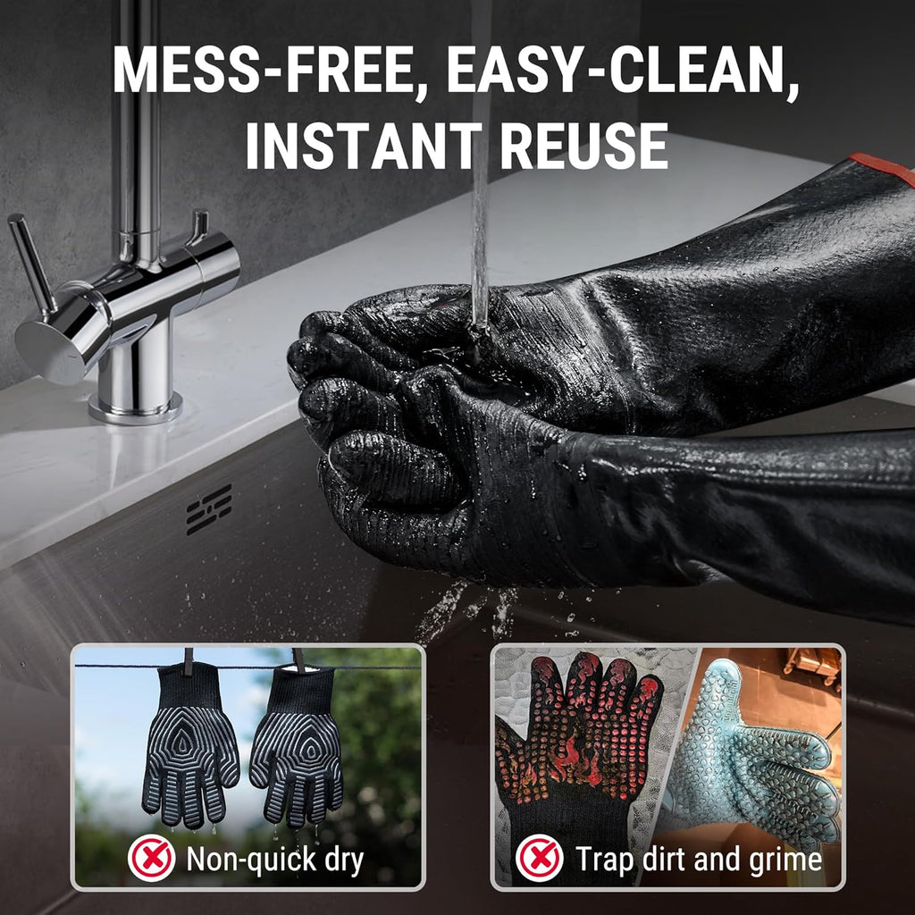 ThermoPro 932°F Heat Resistant BBQ Gloves, 14" Waterproof Oven & Grill Gloves, Oil & Slip-Resistant Neoprene Heat Gloves for BBQ, Fire Pit, Rotisserie, Smoker Accessories Gifts for Men and Women