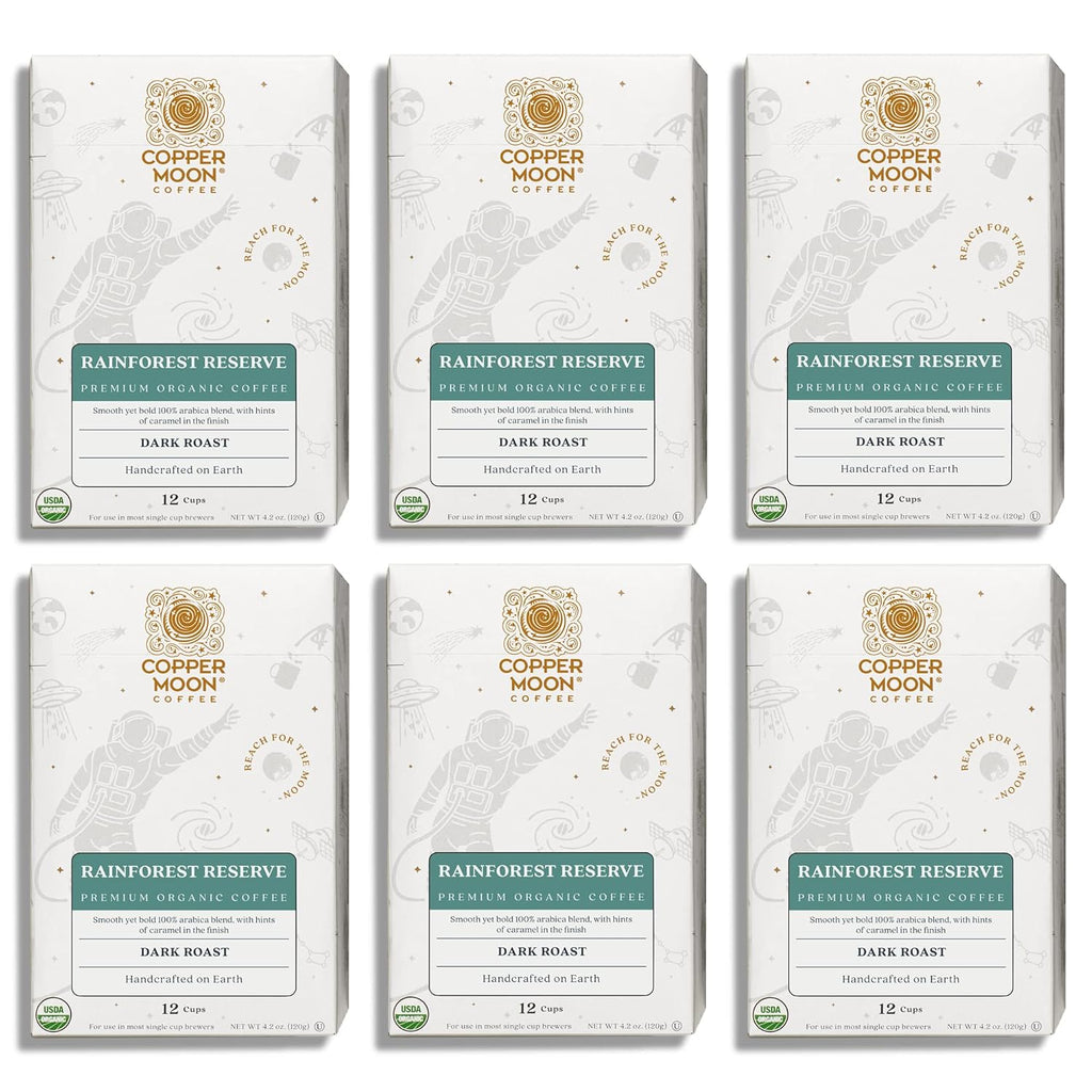 Copper Moon Single Serve Coffee Pods for Keurig K-Cup Brewers, Dark Roast, Rainforest Reserve Blend, 72 Count