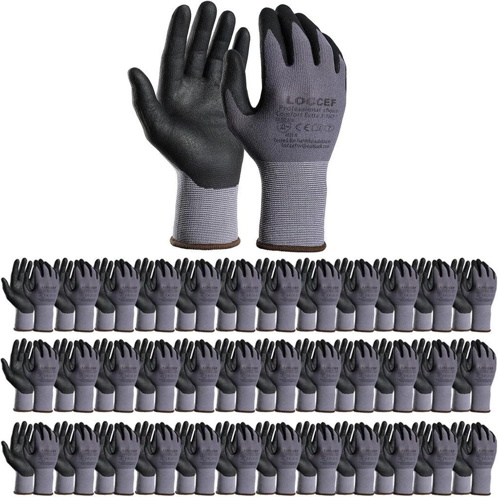 Safety Work Gloves MicroFoam Nitrile Coated-12 Pairs,Seamless Knit Nylon Gloves,Home Improvement,Micro-Foam Gloves