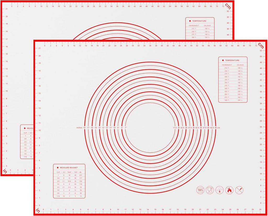 BlueBark 2 PCS - 24"L x 24"W Non-stick Silicone Baking Mat for Pastry & Dough, Sourdough Bread Making Tools, Kitchen Counter, Cooking Enthusiasts