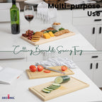 DECOMIL-Bamboo Wood Cutting Board Set of 2, Wood Serving Board, 15.25 x 8.25 Inch Chopping Boards for Charcuterie, Vegetables, Meat, for DIY projects