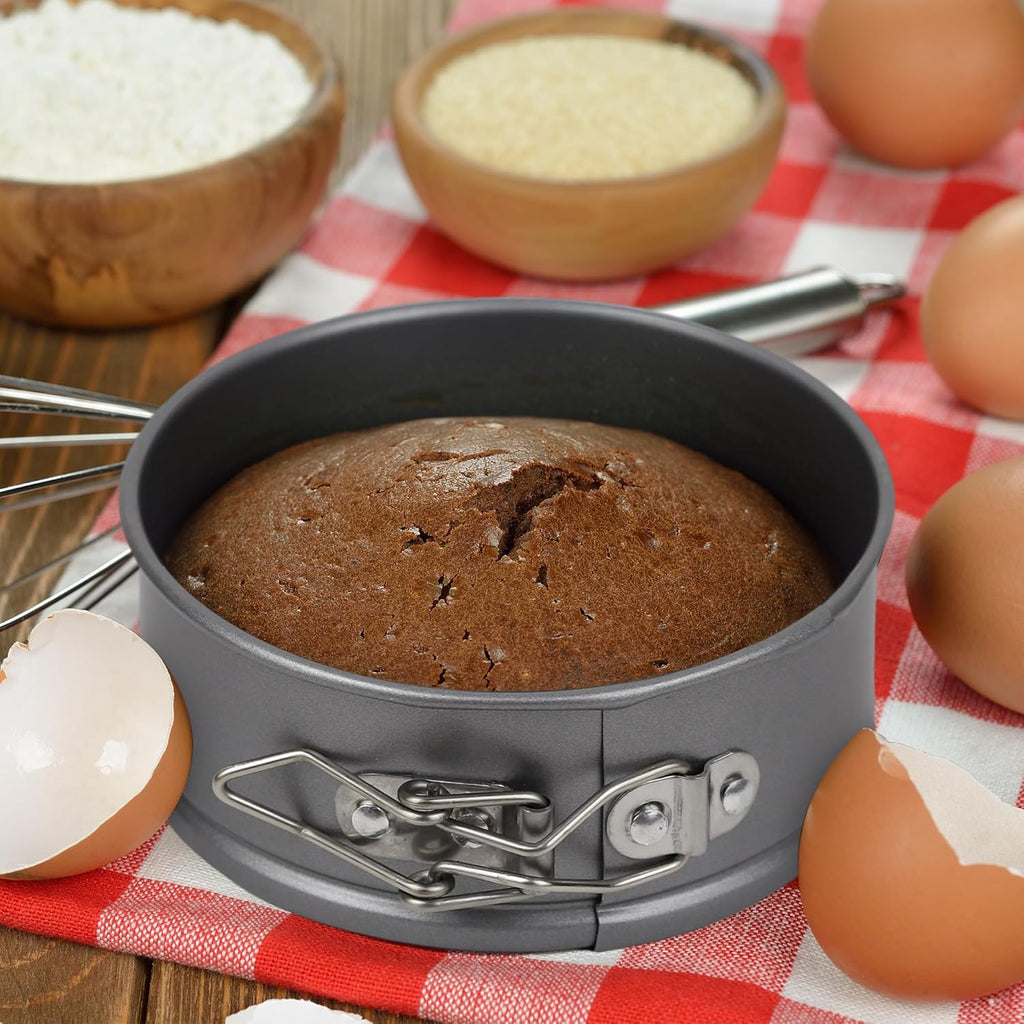 8 Pcs Mini Springform Cake Pans, 4.7 Inch Nonstick Round Cake Tin with Removable Bottom, Small Cheesecake Pans for Baking, Pizzas Quiches (Dark Grey)