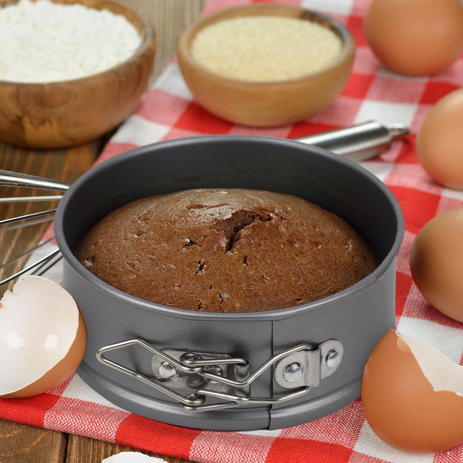 8 Pcs Mini Springform Cake Pans, 4.7 Inch Nonstick Round Cake Tin with Removable Bottom, Small Cheesecake Pans for Baking, Pizzas Quiches (Dark Grey)