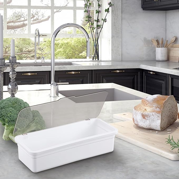 Remerry 6 Pcs Flatware Tray with Lid and Drainer, Plastic Utensil Organizer, Kitchen Cutlery Transparent Storage Box with Lid and Drain Rack, Drawer Tableware Storage Box for Home and Travel (White)