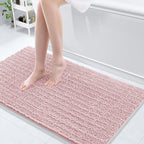 Arotive Luxury Chenille Bathroom Rug Mat, Extra Soft Thick Absorbent Shaggy Bath Rugs, Non-Slip Machine Wash Dry, Plush Bath Mats for Bathroom, Shower and Tub, 47x24, Dirty Pink