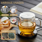 Glass Tea Cup with Infuser and Lid, 17oz/500ml Large Borosilicate Teacup, Clear Mug for Loose Leaf Tea, Blooming Tea, Tea Bags - Perfect Christmas or Birthday Gift for Women