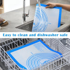 Nonstick Silicone Pastry Baking Mat Large with Measurements 16''By 24'' for Silicone Baking Mat, Counter Mat, Dough Rolling Mat/Pie Crust Mat By Folksy Super Kitchen(16×24, Blue)