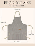 2 Pack Kitchen Cooking Aprons, Soft Aprons for Women Men with 2 Pockets Chef Apron with Adjustable Neck Strap and Long Tie