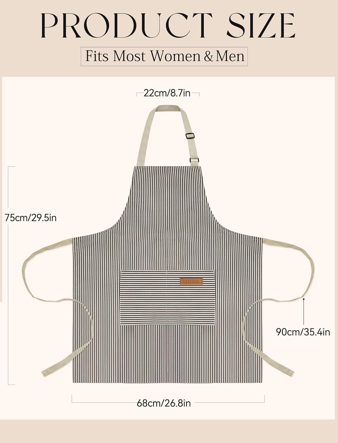 2 Pack Kitchen Cooking Aprons, Soft Aprons for Women Men with 2 Pockets Chef Apron with Adjustable Neck Strap and Long Tie