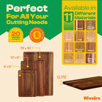 Riveira Acacia Wood Cutting Board – Versatile and Durable: Set Of 3 Pcs Rectangular Wooden Cutting Board – Natural Wooden Cutting Boards For Kitchen – Complete Acacia Wooden Chopping Board