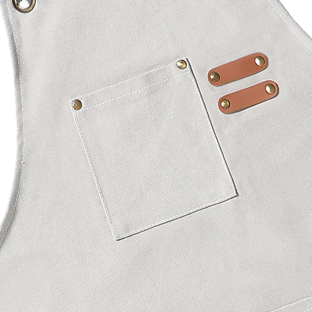 AFUN Chef Aprons for Men Women with Large Pockets, Cotton Canvas Cross Back Heavy Duty Adjustable Work Apron, Size M to XXL (Beige)