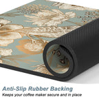 Rnivvi Coffee Mat, 12" x 19" Cute Coffee Bar Mats for Espresso Machine Station Accessories and Organizer, Hide Stain Rubber Backed Absorbent Dish Drying Pad for Kitchen Counter, Retro Flower