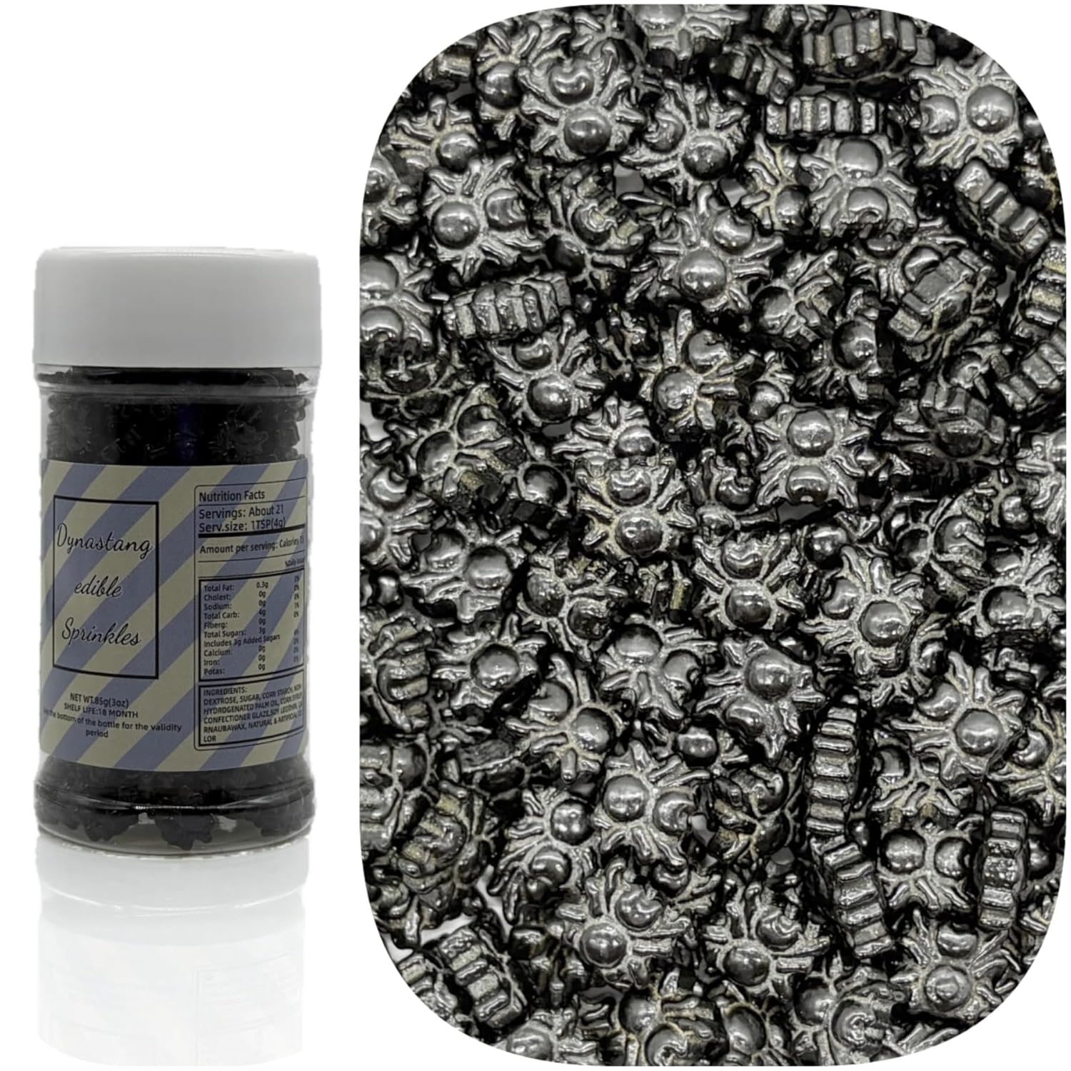 Dynastang Spiders Sprinkles Halloween Edible Spider Cake Decoration Cupcake Toppers Cookie Decorating Perfect for Cakes, Cupcakes, Desserts Toppings 3OZ