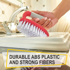 Scrub Brush Set of 3pcs - Cleaning Shower Scrubber with Ergonomic Handle and Durable Bristles - Grout Cleaner Brush - Scrub Brushes for Cleaning Bathroom, Shower, Tile, Kitchen, Floor, Bathtub, Floor