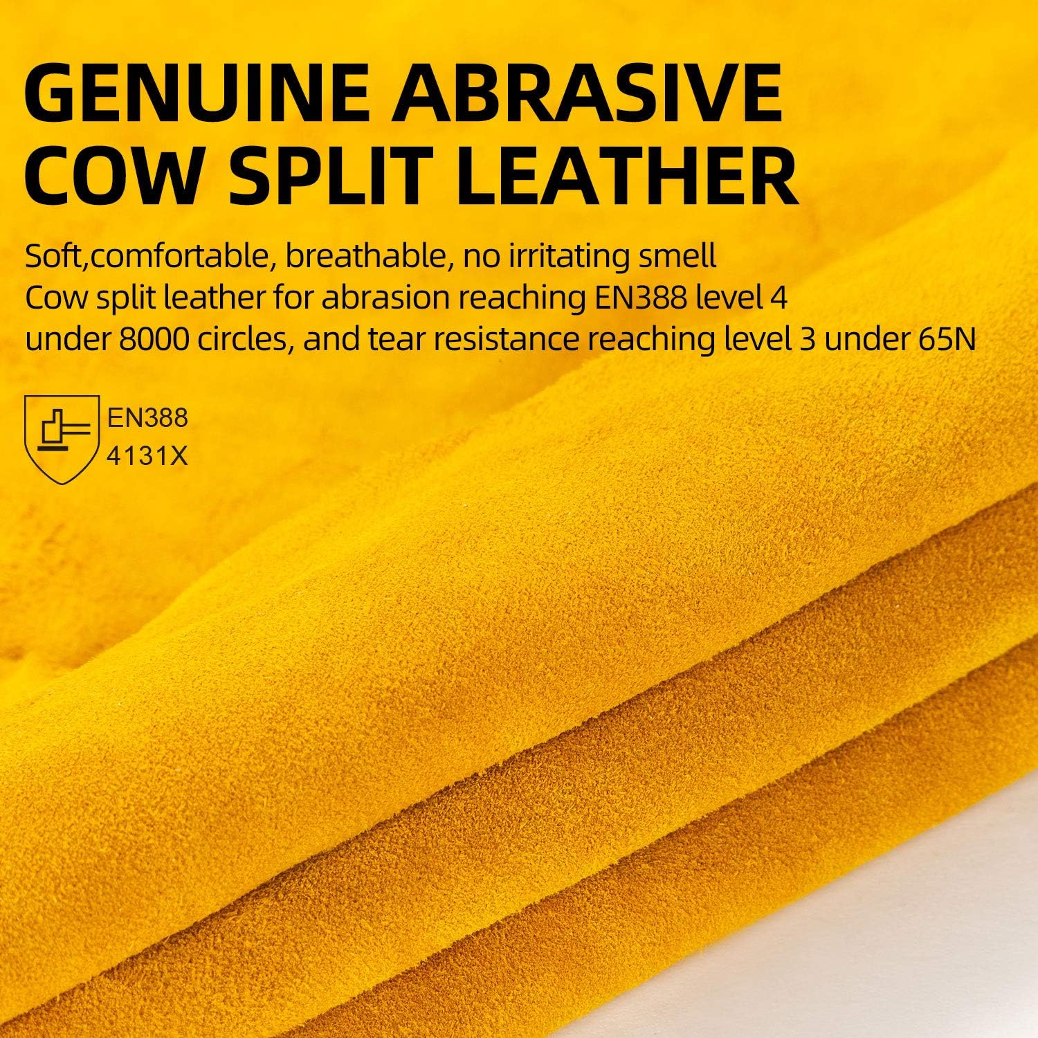 Vgo... 1-Pairs Unlined Cowhide Split Leather Work and Driver Gloves, for Heavy Duty, Truck Driving, Warehouse, Gardening, Farm (Size S, Gold, CB9501)