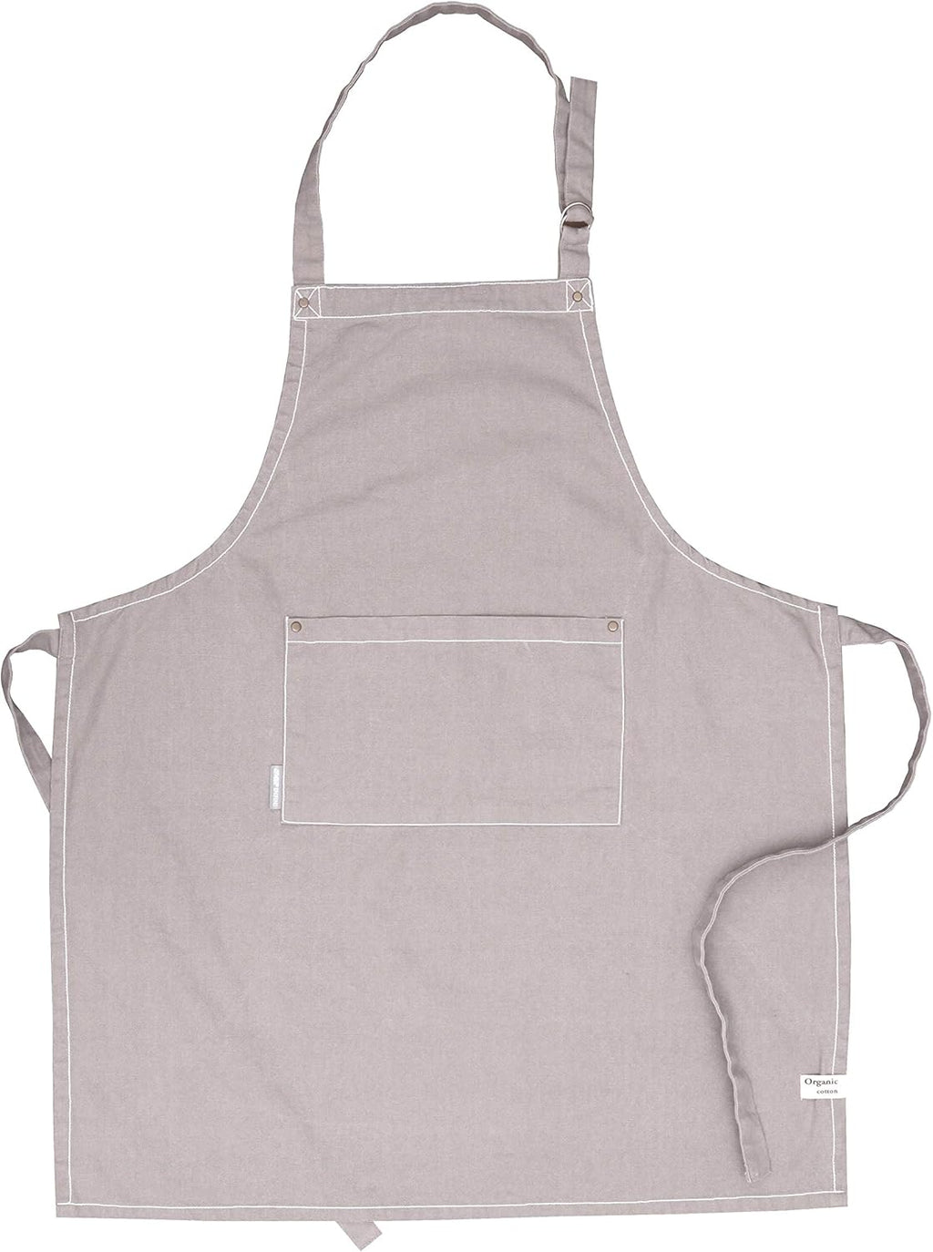 AMOUR INFINI Cotton Solid Aprons for Women with Pocket, Adjustable Strap and Waist Ties Washed Chef Aprons for Cooking, Baking and Gardening (Beige)