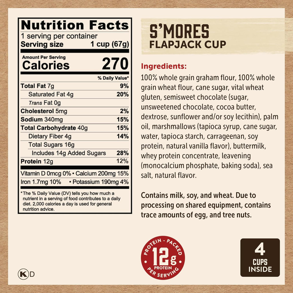 Kodiak Cakes Protein Pancake On The Go Flapjack Cups Mix; Buttermilk, Chocolate Chip, & S’mores Variety Pack