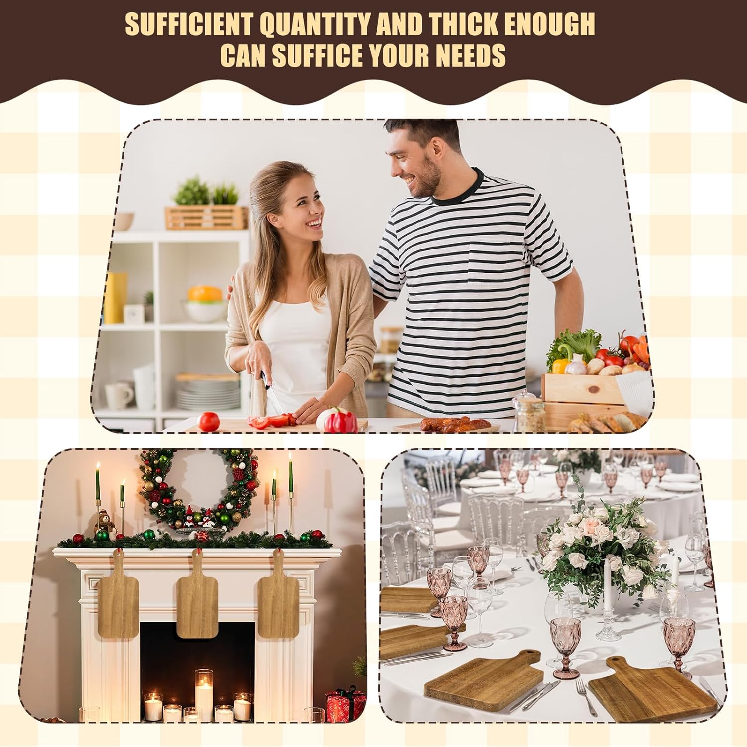 Lounsweer 6 Pcs Thicken Cutting Board Bulk Wood Board for Chopping Serving Charcuterie Material for Laser Engraving Mother' Day Wedding Housewarming Gift