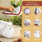 Maison d' Hermine Oven Gloves 100% Cotton Oven Mitt 7" x 13" with Loop Heat Resistant, BBQ, Cooking Gloves, Baking, Grilling, Kitchen, Handling Hot Pans (Pack of 1, Christmas Tradition)