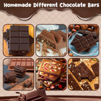 9 in 1 Silicone Break Apart Chocolate Bar Mold with Plastic Bags and Thanks for the stickers,Non Stick Homemade Protein and Energy Bar Mould - 113pcs