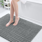 Arotive Luxury Chenille Bathroom Rug Mat, Extra Soft Thick Absorbent Shaggy Bath Rugs, Non-Slip Machine Wash Dry, Plush Bath Mats for Bathroom, Shower and Tub, 44x32, Grey